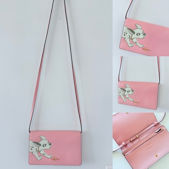 Coach Handbags - Coach Disney Dog Pink Leather Shoulder Wallet Crossbody Hayden JAPAN Dalmatian